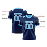 Custom Navy Light Blue Reversible Gradient Football Jersey Personalized Football Shirts for Men Women  Printed Team Name Number Logo