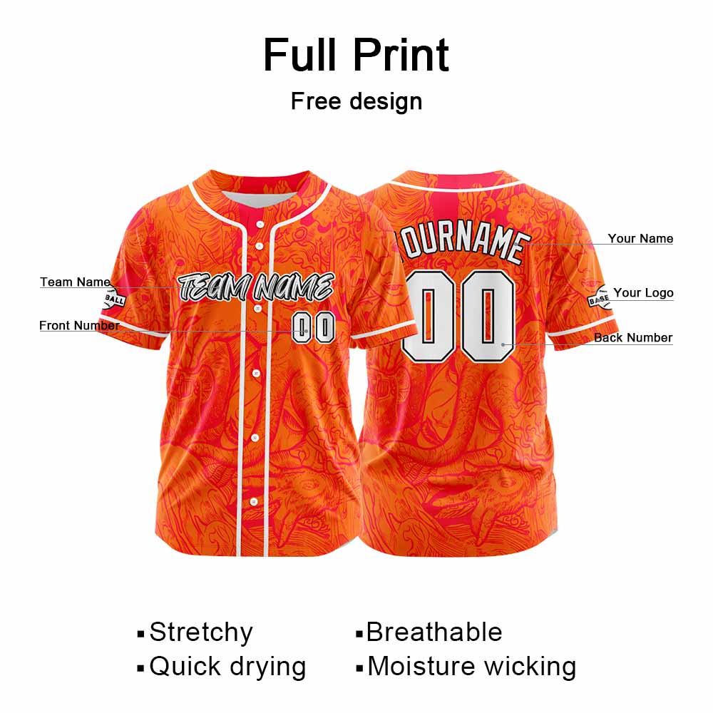 Custom Baseball Uniforms High-Quality for Adult Kids Optimized for Performance Witch-Orange enthsush