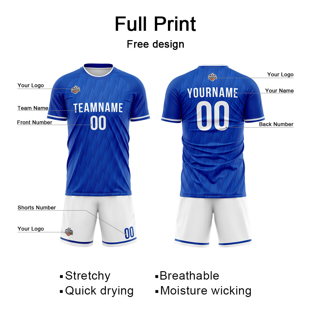 Custom Soccer Jerseys for Men Women Personalized Soccer Uniforms for Adult and Kid Royal-White enthsush