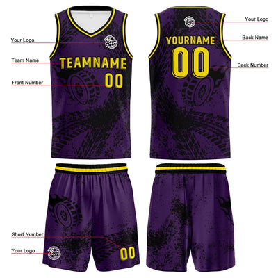 Custom Purple Yellow Basketball Jersey Uniform Suit Printed Your Logo Name Number enthsush