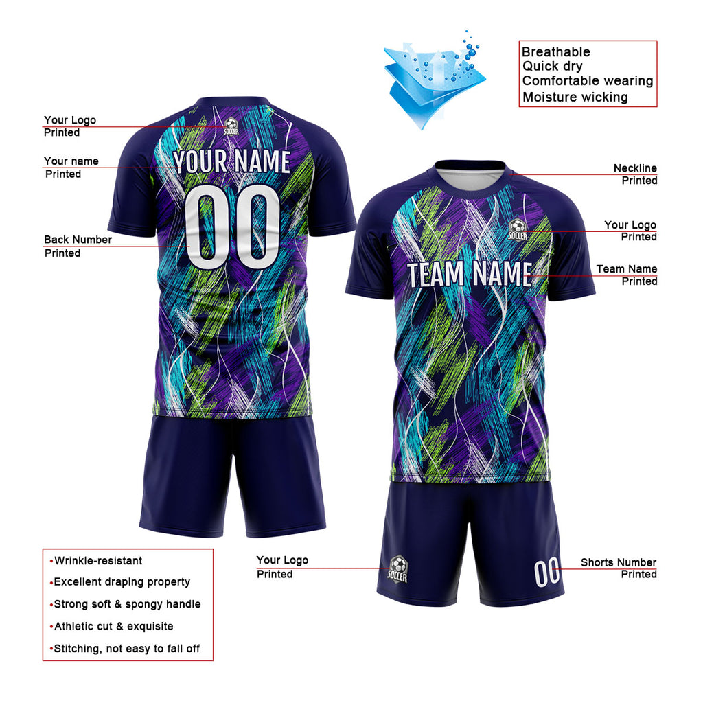 Custom Purple Light Blue Soccer Jerseys for Men Women Personalized Soccer Uniforms for Adult and Kid enthsush