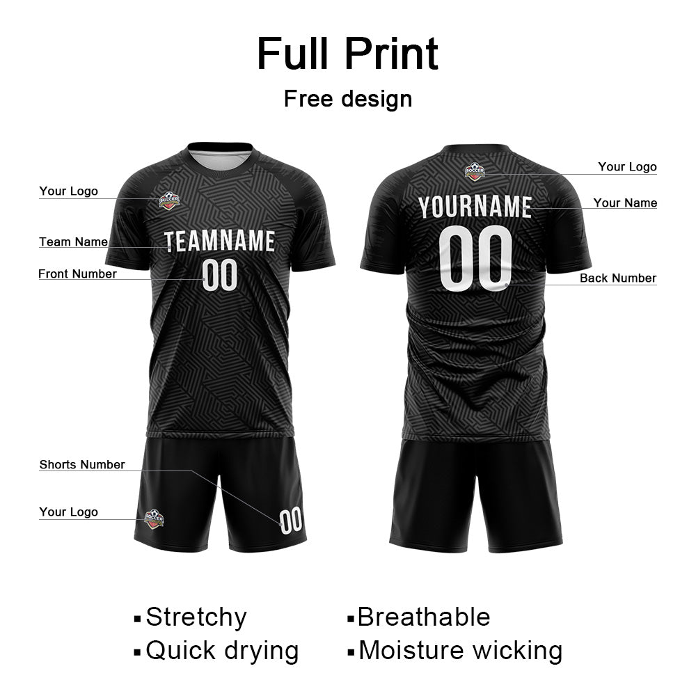 Custom Soccer Jerseys for Men Women Personalized Soccer Uniforms for Adult and Kid Black enthsush