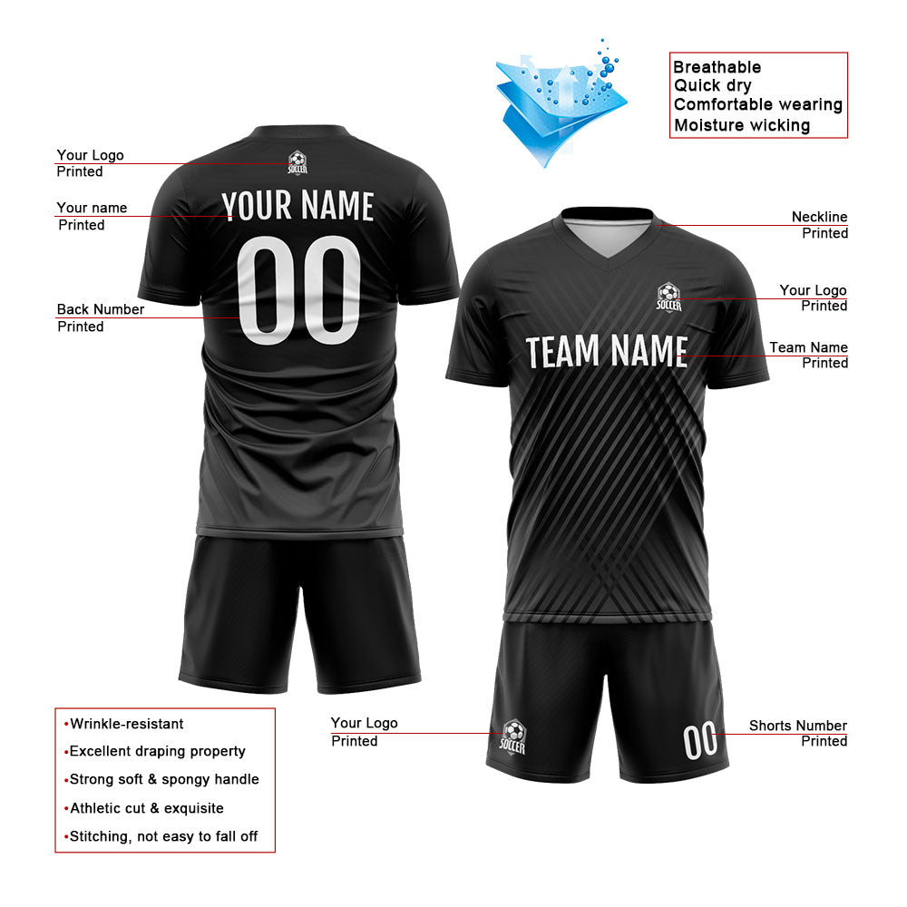 Custom Soccer Jerseys for Men Women Personalized Soccer Uniforms for Adult and Kid Black&White enthsush