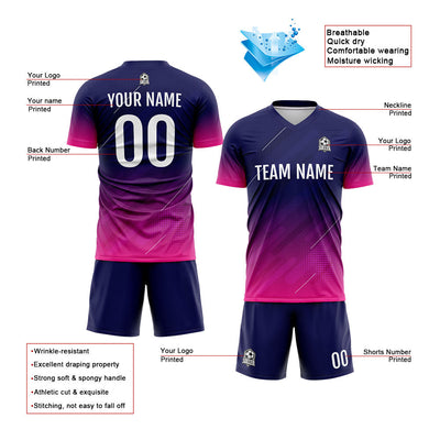 Custom Soccer Jerseys for Men Women Personalized Soccer Uniforms for Adult and Kid Navy&Hot pink enthsush