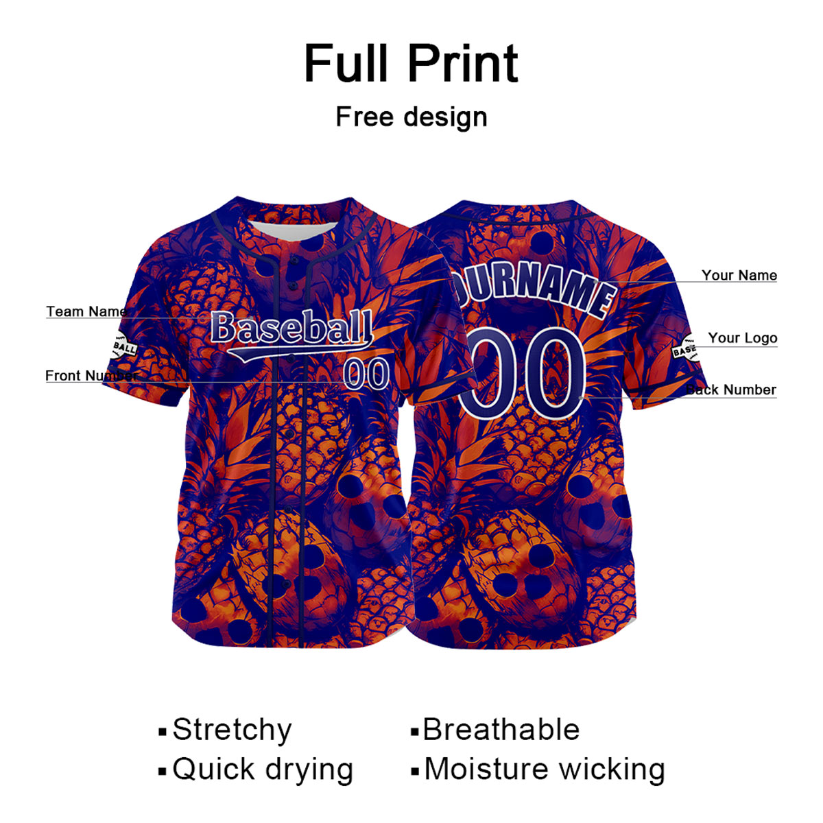 Custom Blue Baseball Jersey Personalized Baseball Shirt for Men Women Kids Youth enthsush