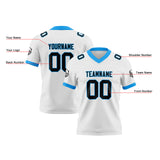 Custom White Blue Black Football Jersey Personalized Football Shirts for Men Women  Printed Team Name Number Logo