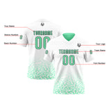 Custom White Green Football Jersey Personalized Gradient Football Shirts for Men Printed Team Name Number Logo