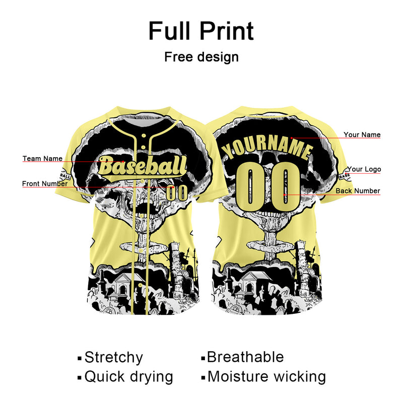 Custom Yellow Baseball Jersey Personalized Baseball Shirt for Men Women Kids Youth