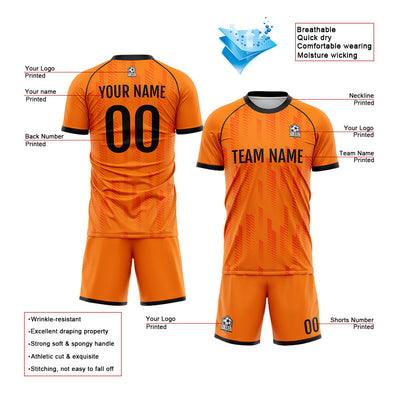 Custom Soccer Jerseys for Men Women Personalized Soccer Uniforms for Adult and Kid Orange&Black enthsush