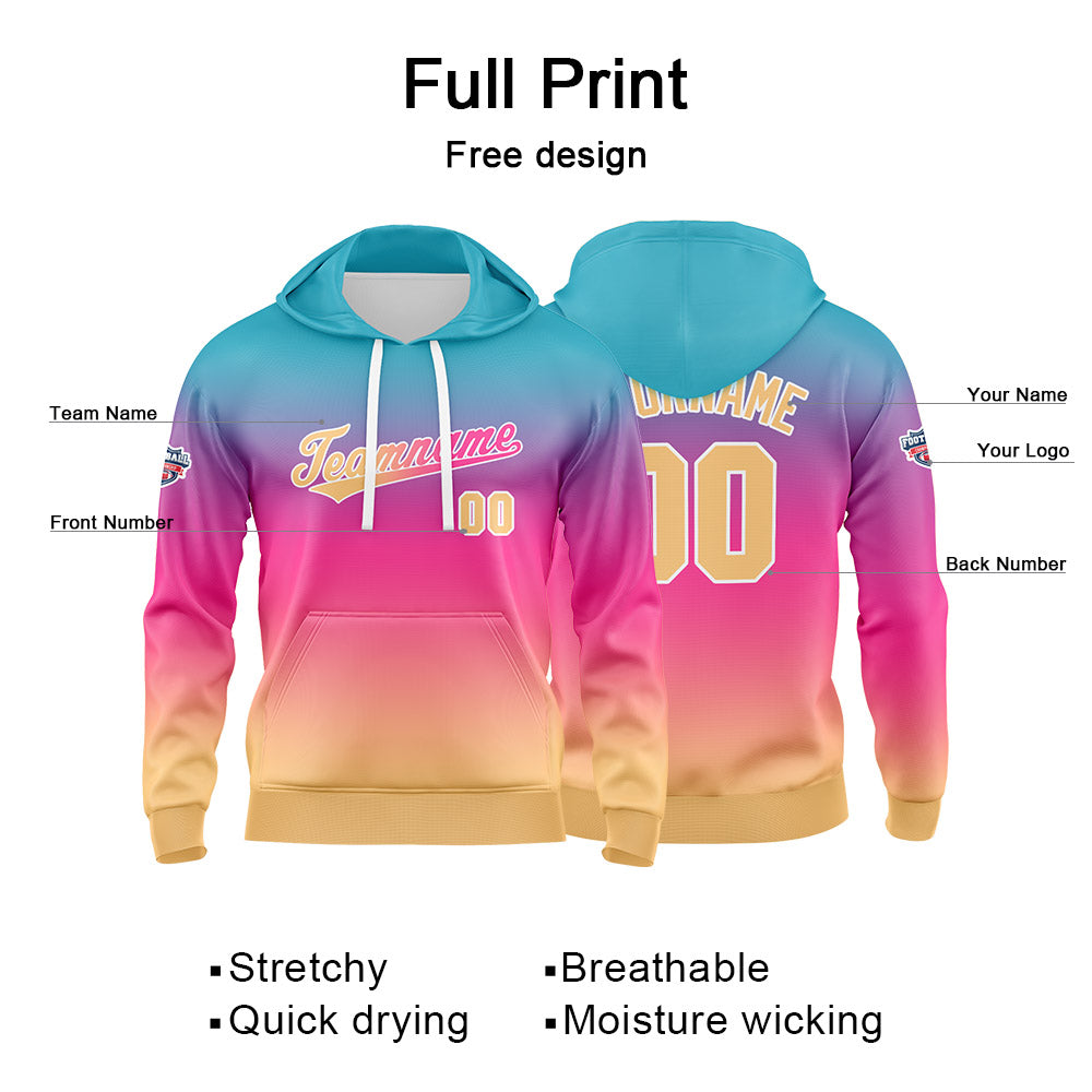 Custom Gradient Hoodie For Man Woman Girl Boy Print Your Logo Name Number Tonal Blue enthsush
