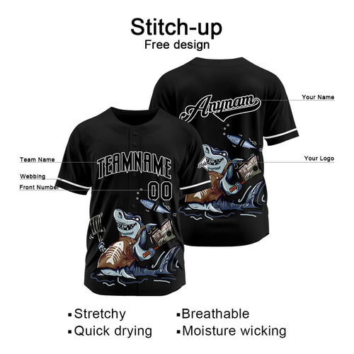 Custom Baseball Uniforms High-Quality for Adult Kids Optimized for Performance Chef Shark-Black enthsush