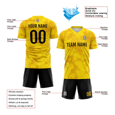 Custom Soccer Jerseys for Men Women Personalized Soccer Uniforms for Adult and Kid Yellow enthsush