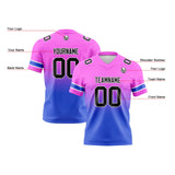 Custom Pink&Blue Gradient Football Jersey Personalized Football Shirts for Men Women  Printed Team Name Number Logo