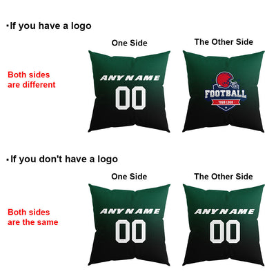 Custom Football Throw Pillow for Men Women Boy Gift Printed Your Personalized Name Number Green&Black&White enthsush
