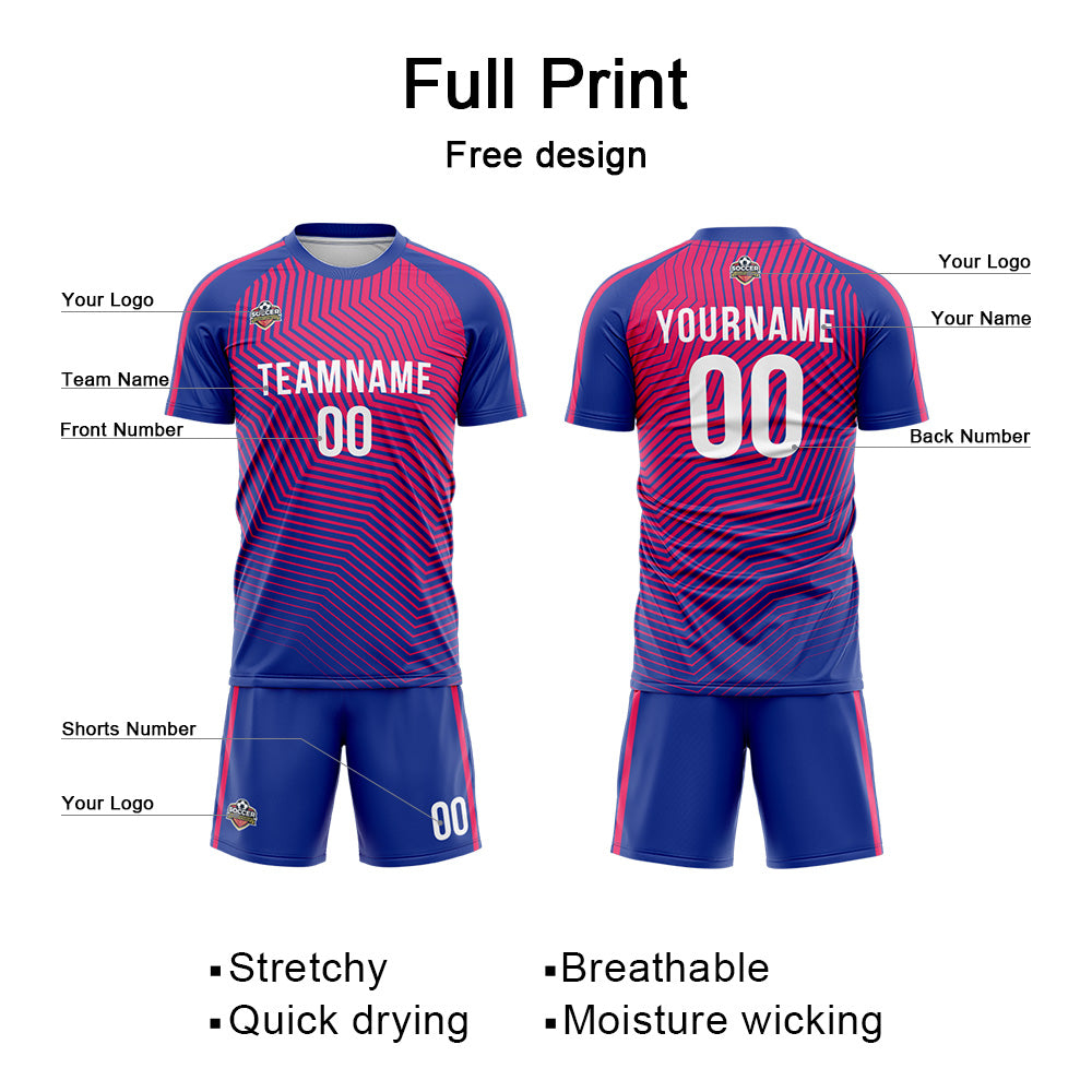Custom Soccer Jerseys for Men Women Personalized Soccer Uniforms for Adult and Kid Royal-Pink enthsush