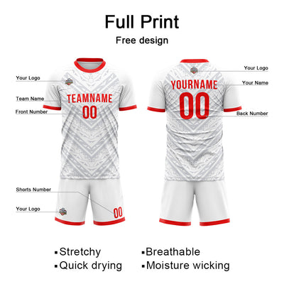 Custom Soccer Jerseys for Men Women Personalized Soccer Uniforms for Adult and Kid White-Red enthsush