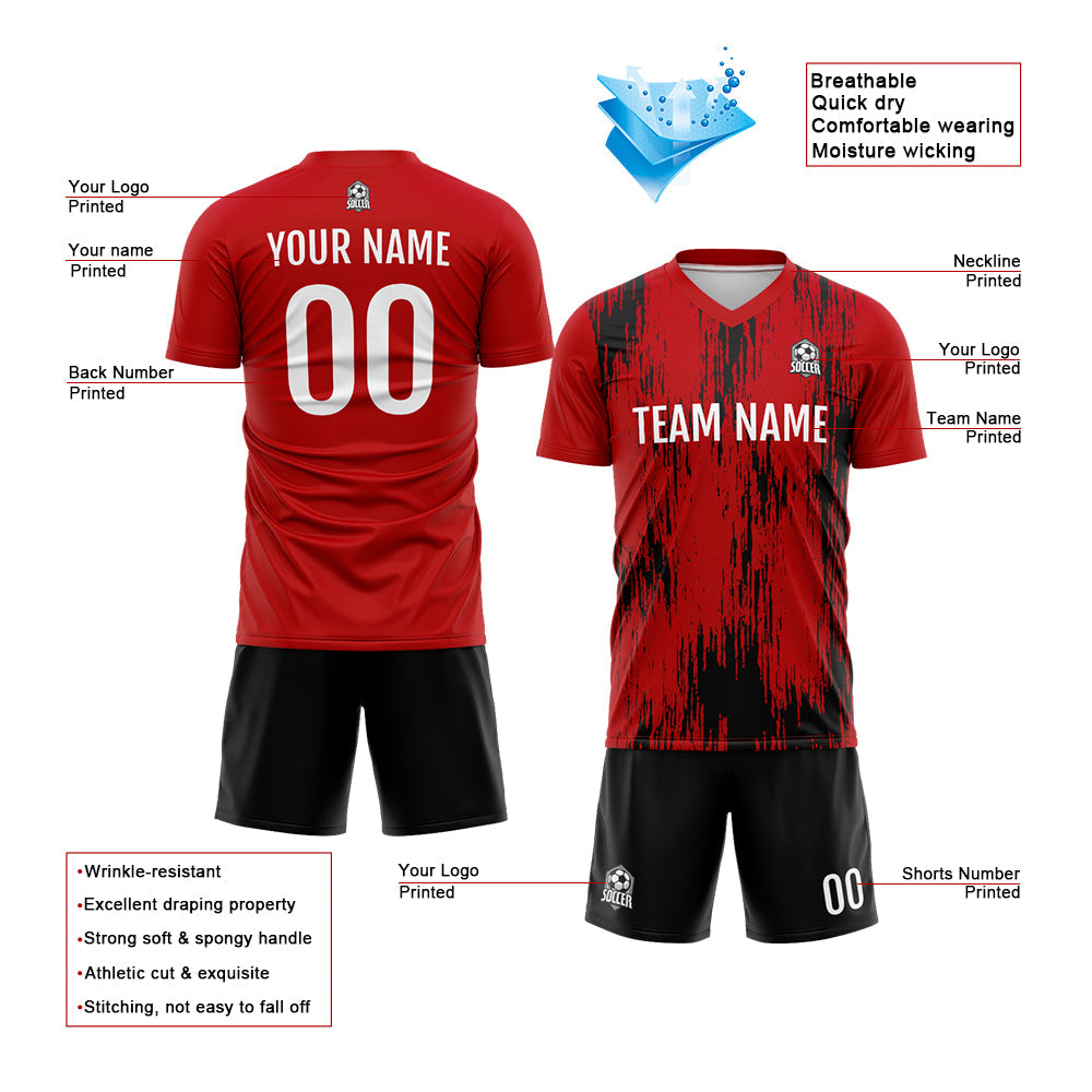 Custom Soccer Jerseys for Men Women Personalized Soccer Uniforms for Adult and Kid Red-Black enthsush