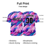 Custom Full Print Design Authentic Baseball Jersey pink-blue