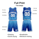 Custom Gradient Blue Reversible Basketball Suit for Adults and Kids Personalized Jersey