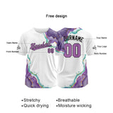 Custom Full Print Design Authentic Baseball Jersey white-purple-green