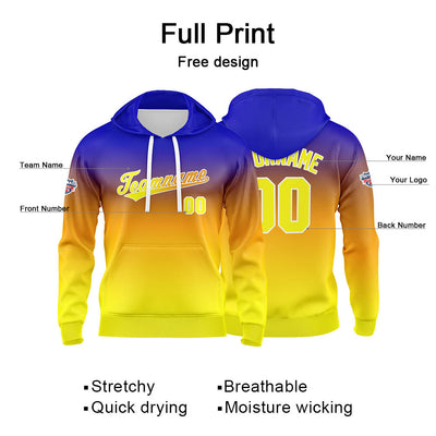 Custom Gradient Hoodie For Man Woman Girl Boy Print Your Logo Name Number Blue Orange Yellow enthsush