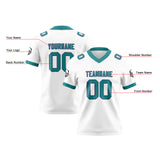 Custom White Aqua Football Jersey Personalized Football Shirts for Men Women  Printed Team Name Number Logo