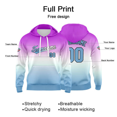 Custom Gradient Hoodie For Man Woman Girl Boy Print Your Logo Name Number Purple White enthsush