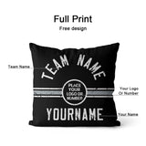 Custom Football Throw Pillow for Men Women Boy Gift Printed Your Personalized Name Number Black & White & Gray