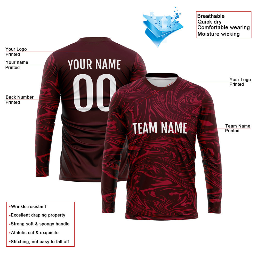 Custom Basketball Soccer Football Shooting Long T-Shirt for Adults and Kids Red-Crimson enthsush