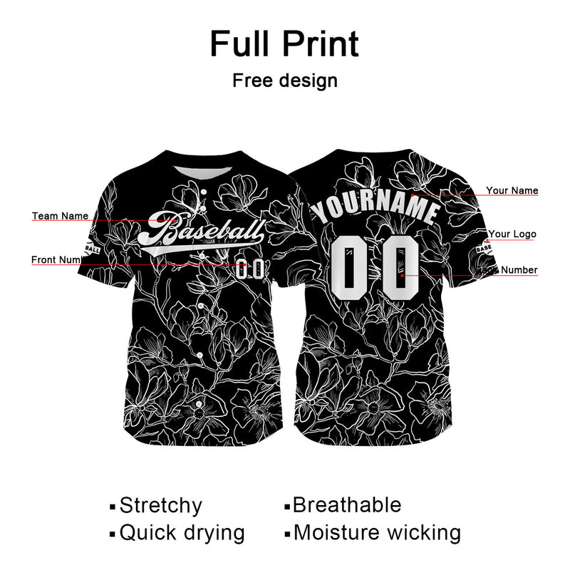 Custom Black Purple Jersey Personalized Baseball Shirt for Men Women Kids Youth