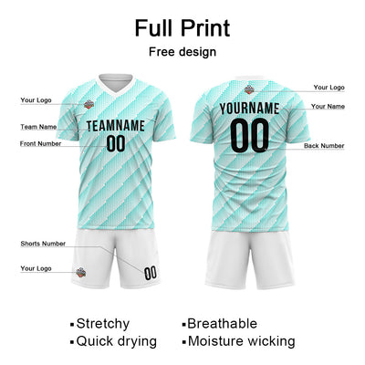 Custom Soccer Jerseys for Men Women Personalized Soccer Uniforms for Adult and Kid White-Teal enthsush