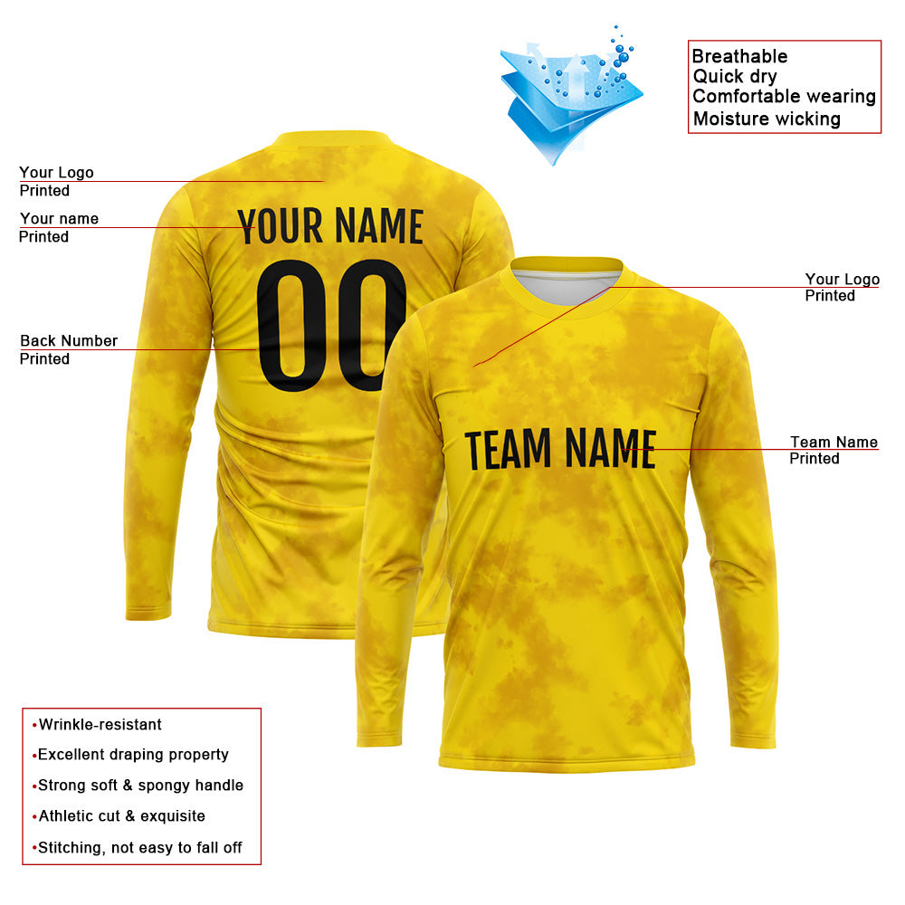 Custom Basketball Soccer Football Shooting Long T-Shirt for Adults and Kids Yellow enthsush