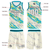 Custom Cream Light Blue Reversible Basketball Suit for Adults and Kids Personalized Jersey