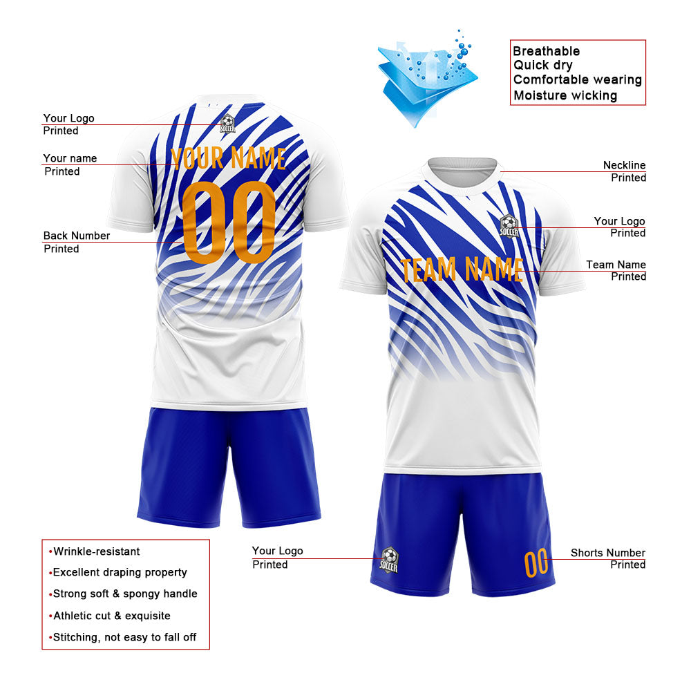 Custom Soccer Jerseys for Men Women Personalized Soccer Uniforms for Adult and Kid White&Royal enthsush
