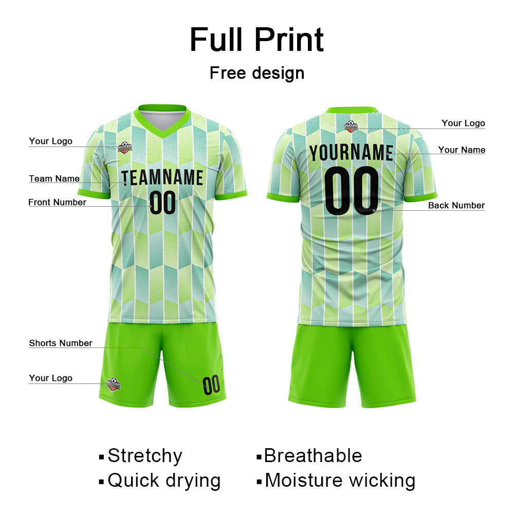 Custom Soccer Jerseys for Men Women Personalized Soccer Uniforms for Adult and Kid White-Neon Green enthsush