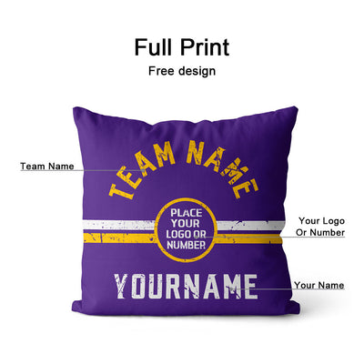 Custom Football Throw Pillow for Men Women Boy Gift Printed Your Personalized Name Number Purple & Yellow & White enthsush