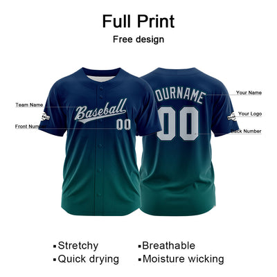 Custom Full Print Design Authentic Baseball Jersey green-navy enthsush