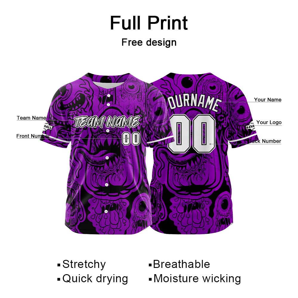 Custom Baseball Uniforms High-Quality for Adult Kids Optimized for Performance Monster-Purple enthsush
