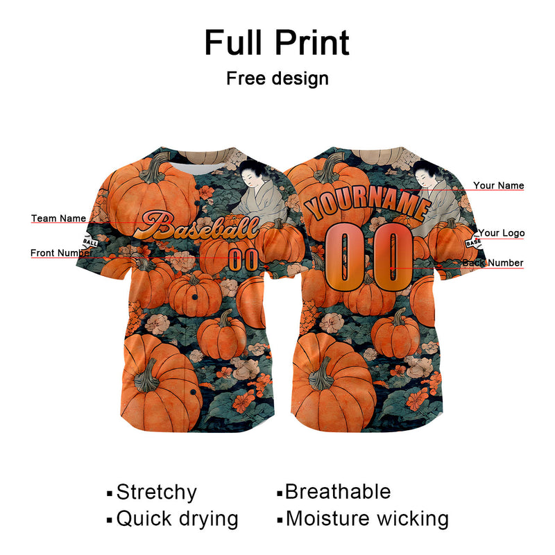Custom Orange Baseball Jersey Personalized Baseball Shirt for Men Women Kids Youth