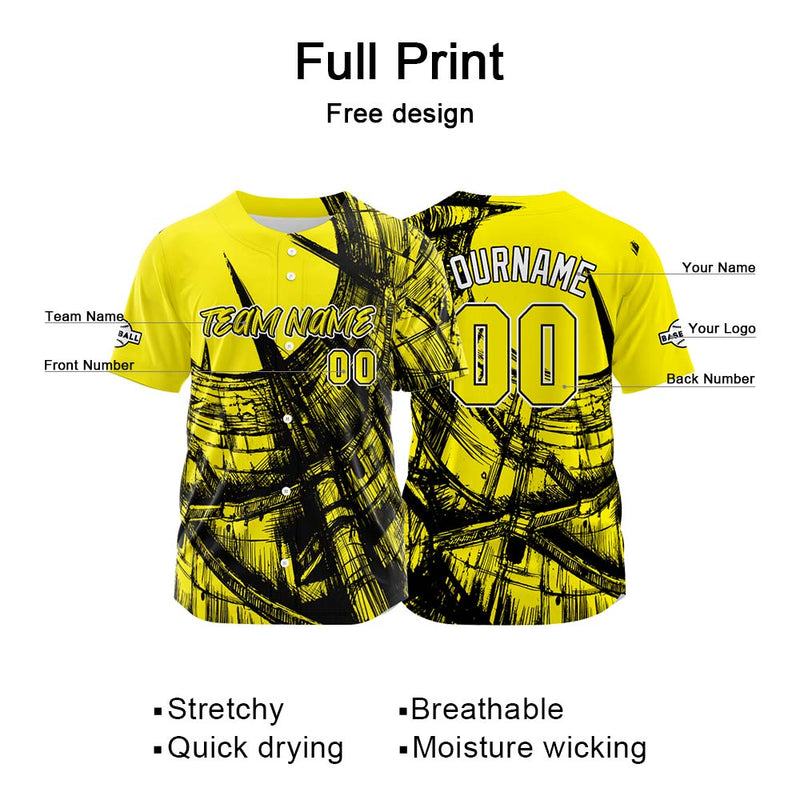 Custom Baseball Uniforms High-Quality for Adult Kids Optimized for Performance Staircase-Yellow