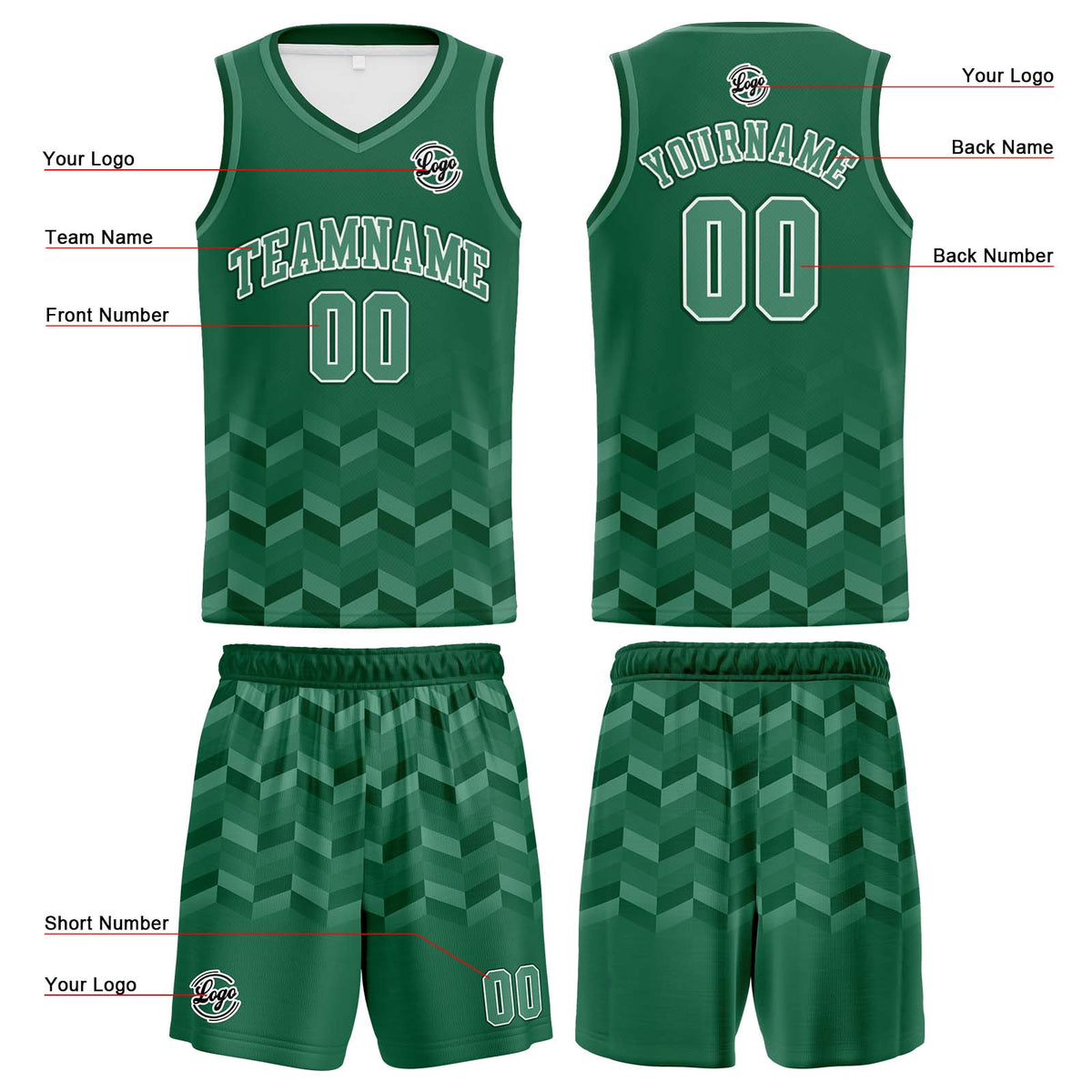 Custom Green Basketball Jersey Uniform Suit Printed Your Logo Name Number enthsush