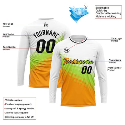 Custom Basketball Soccer Football Shooting Long T-Shirt for Adults and Kids White&Gold enthsush