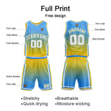 Custom Basketball Jersey Uniform Suit Printed Your Logo Name Number Light Blue-Yellow