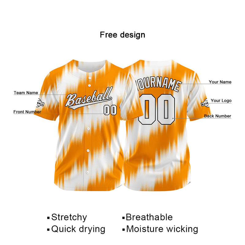 Custom Full Print Design Authentic Baseball Jersey orange-white