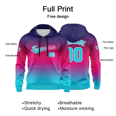 Custom Gradient Hoodie For Man Woman Girl Boy Print Your Logo Name Number Mauve Blue enthsush