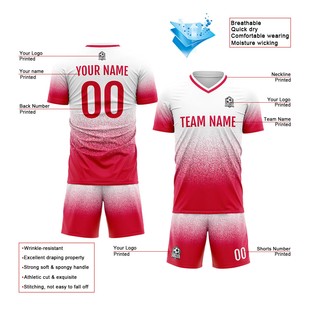 Custom Soccer Jerseys for Men Women Personalized Soccer Uniforms for Adult and Kid Red&White enthsush