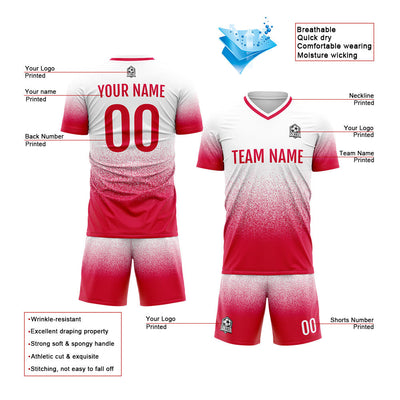Custom Soccer Jerseys for Men Women Personalized Soccer Uniforms for Adult and Kid Red&White enthsush