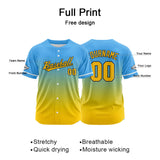 Custom Full Print Design Authentic Baseball Jersey yellow-light blue