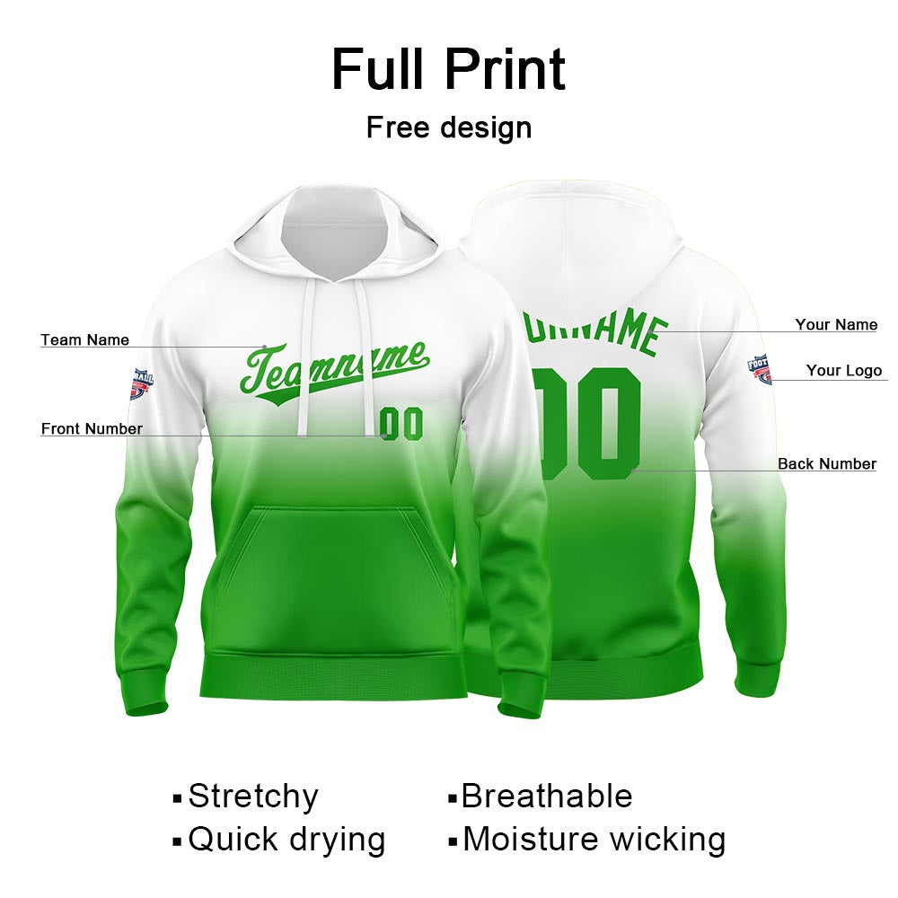 Custom Gradient Hoodie For Man Woman Girl Boy Print Your Logo Name Number Green enthsush