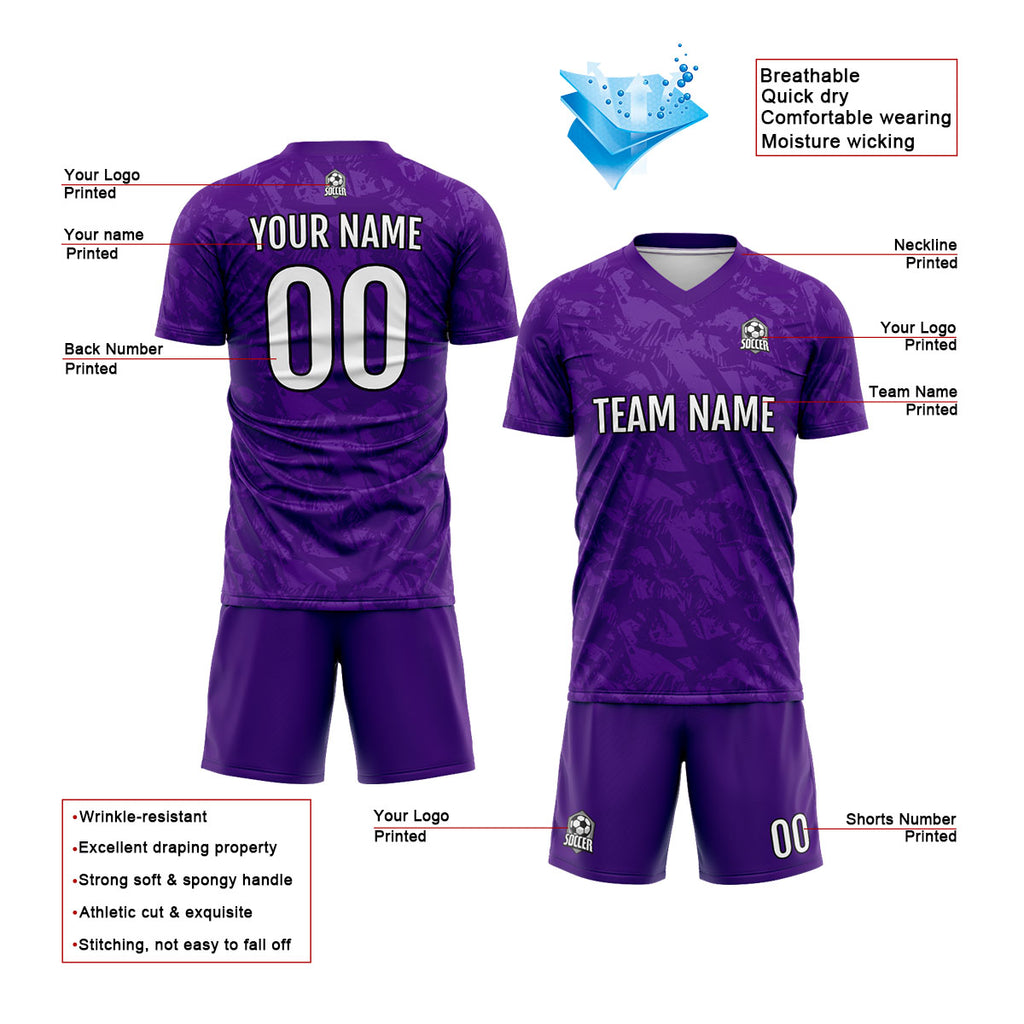 Custom Purple Soccer Jerseys for Men Women Personalized Soccer Uniforms for Adult and Kid enthsush